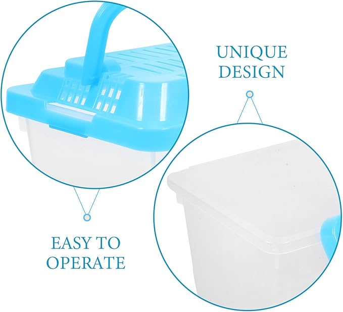 Plastic Turtle Fish Tank with Handle, Clear Aquarium Container for Small Pets, Tortoise Habitat, Goldfish Bowl, Reptile Transport Box, 5.11 X 3.54 X 3.54 Inch