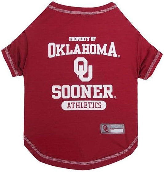 Pets First Collegiate OKLAHOMA SOONERS Dog T-Shirt, X-Small. - Licensed Shirt for Pets Team Colored with Team Logos.- Premium Stretchable Materials for the Comfrot of your Dog & Cat.