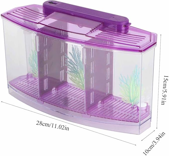LIZEALUCKY Betta Fish Tank, Adjustable LED Light Acrylic Aquarium with Water Change Valve, Small Fish Tank Starter Kit for Office Home Room Decor (Purple)