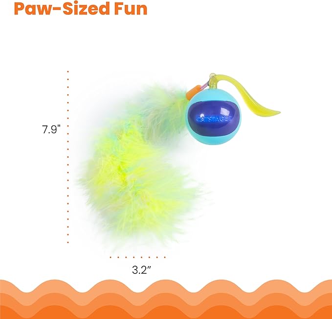 Catstages Roll & Chase Robot Toy –Interactive Electronic Cat Toy for Indoor with Feather Teaser Tail, Lights, USB Rechargeable, Automatic Moving Action for Active Play, Mental Stimulation & Enrichment