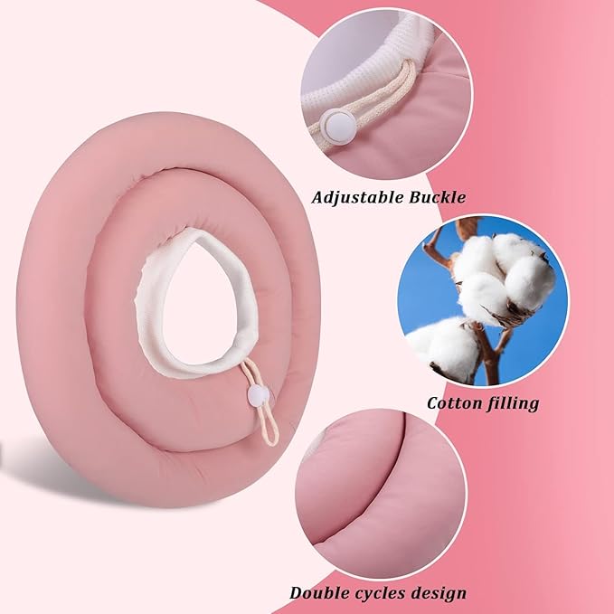 IDOMIK Dog Recovery Collar, Waterproof Soft Dog Cone After Surgery, Comfy Protective Elizabethan Collar Alternative for Dogs Cats, Adjustable Pet Neck Donut Cone Anti-Licking Biting Wounds,Pink,S