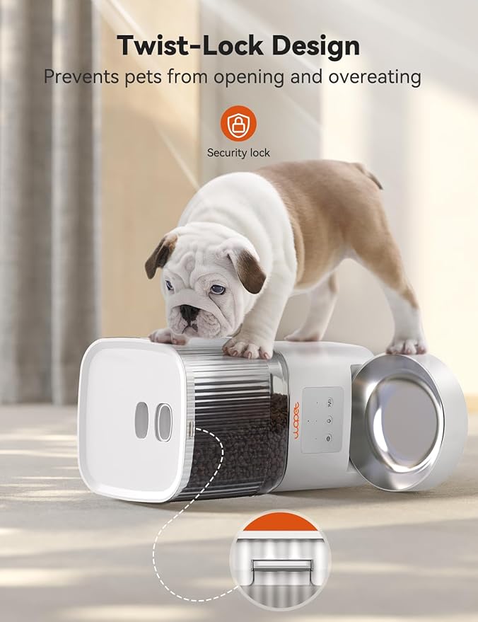 WOPET Automatic Cat Feeder, WiFi Dog Feeder with APP Control for Remote Feeding, Automatic Cat Food Dispenser with 10S Voice Record,1-10 Meals Per Day for Cats and Dogs