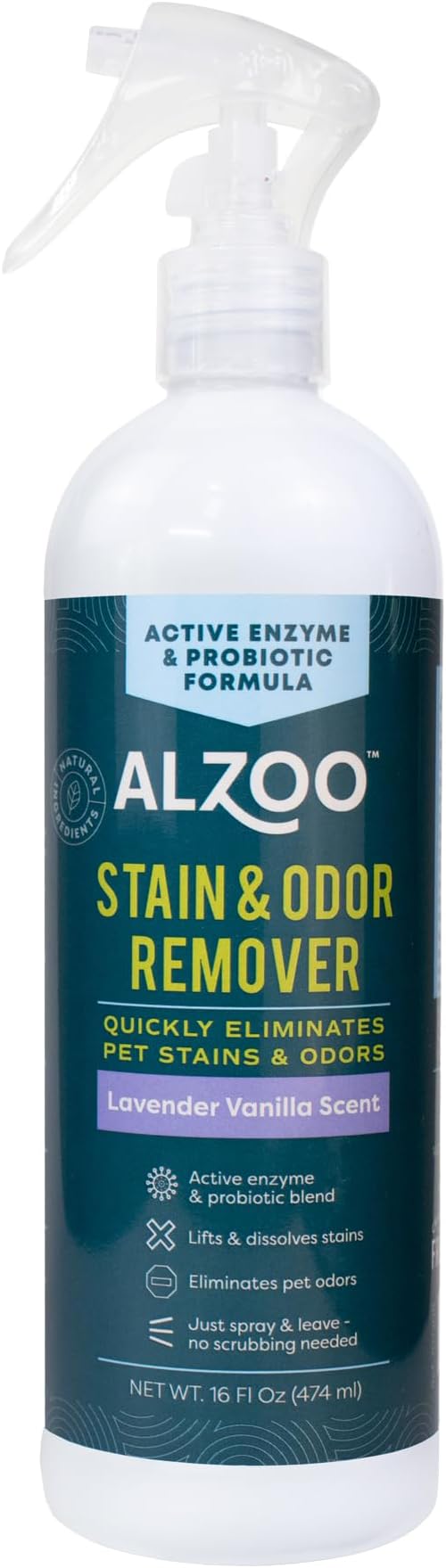 Stain & Odor Remover, Quickly Lifts & Dissolves Pet Stains & Helps Eliminate Odors, 100% Plant-Based Active Ingredients, Lavender Vanilla Scent, 16 Fl. Oz Spray Bottle