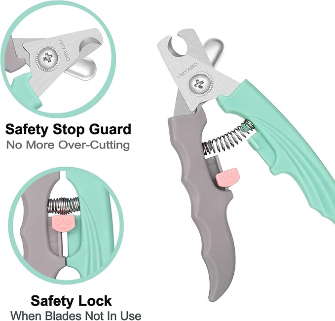 Dog Nail Clipper,Pet Nail Trimmers Safety Guard to Aviod Over Cutting,Puppy Cat Claw Trimmer,with Free Dog Comb & Nail File, Sharp Grooming Clipper, Great for Thick Toenail, Green