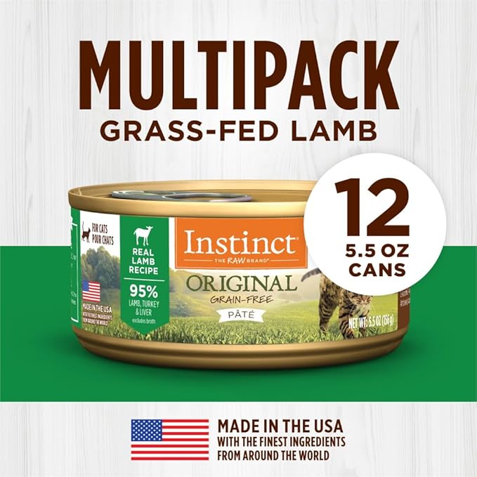 Instinct Original Grain Free Real Lamb Recipe Natural Wet Canned Cat Food by Nature's Variety, 5.5 Ounce (Pack of 12)