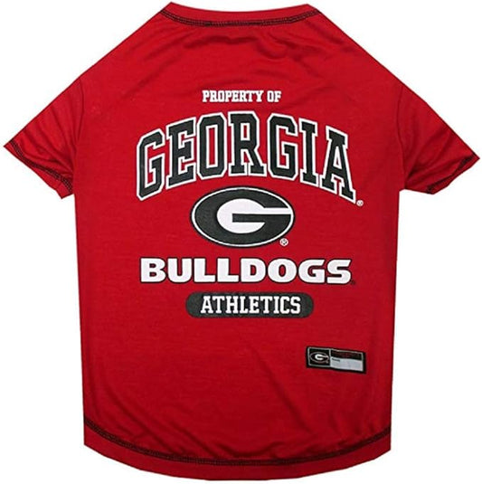 Pets First Collegiate GEORGIA BULLDOGS Dog T-Shirt, Small. - Licensed Shirt for Pets Team Colored with Team Logos.- Premium Stretchable Materials for the Comfrot of your Dog & Cat.