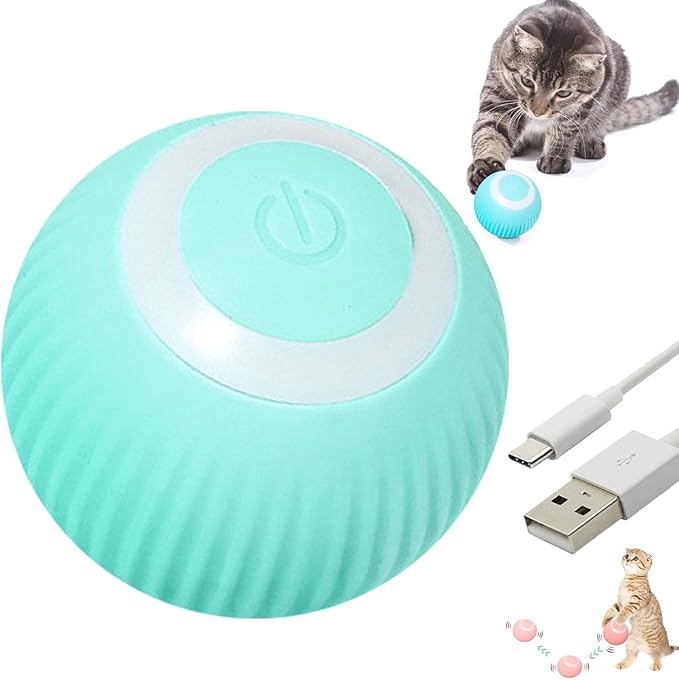 Power Ball 2.0 - Interactive Smart Cat Toy, Automatic Rolling Ball for Indoor Cats, USB Charged (Blue)