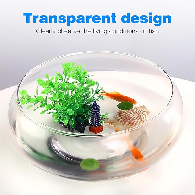 BESPORTBLE Transparent Desktop Aquarium Tank for Betta and Goldfish, 9.52x9.52x3.93 Inch Plastic Fish Bowl, 2800ml Shatterproof Fish Container for Home and Office Decor