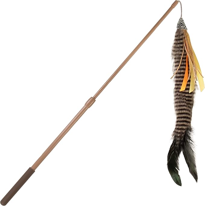 SmartyKat Instincts HappyNip Fly 'N Frenzy Extendable Wand Teaser Cat Toy, Contains Catnip & Silvervine - Brown, One Size