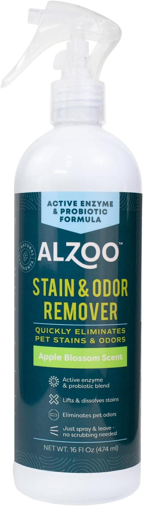 Stain & Odor Remover, Quickly Lifts & Dissolves Pet Stains & Helps Eliminate Odors, 100% Plant-Based Active Ingredients, Apple Blossom Scent, 16 Fl. Oz Spray Bottle