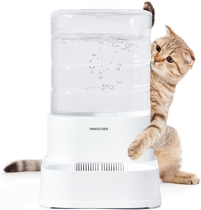 PAWGETHER® Gravity Automatic Pet Water Dispenser with 1 Filter for Cats and Small Dogs 1 Gallon/3.5L Auto Pet Waterer Dog Water Dispenser, Easy to Fill