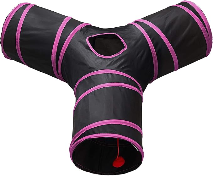 Tempcore 3 Way Collapsible Cat Tunnels, Indoor Cat Toys with Peek Hole & Ball, Perfect for Kittens & Rabbits