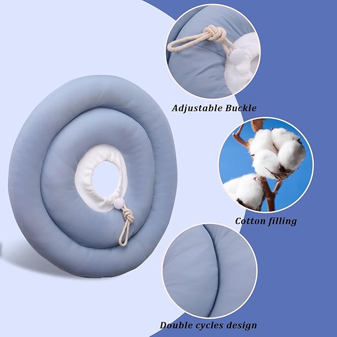 IDOMIK Dog Recovery Collar, Waterproof Soft Dog Cone After Surgery, Comfy Protective Elizabethan Collar Alternative for Dogs Cats, Adjustable Pet Neck Donut Cone Anti-Licking Biting Wounds,Blue,L
