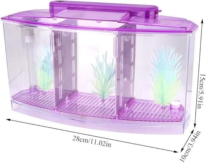 LIZEALUCKY Betta Fish Tank, Adjustable LED Light Acrylic Aquarium with Water Change Valve, Small Fish Tank Starter Kit for Office Home Room Decor (Purple)