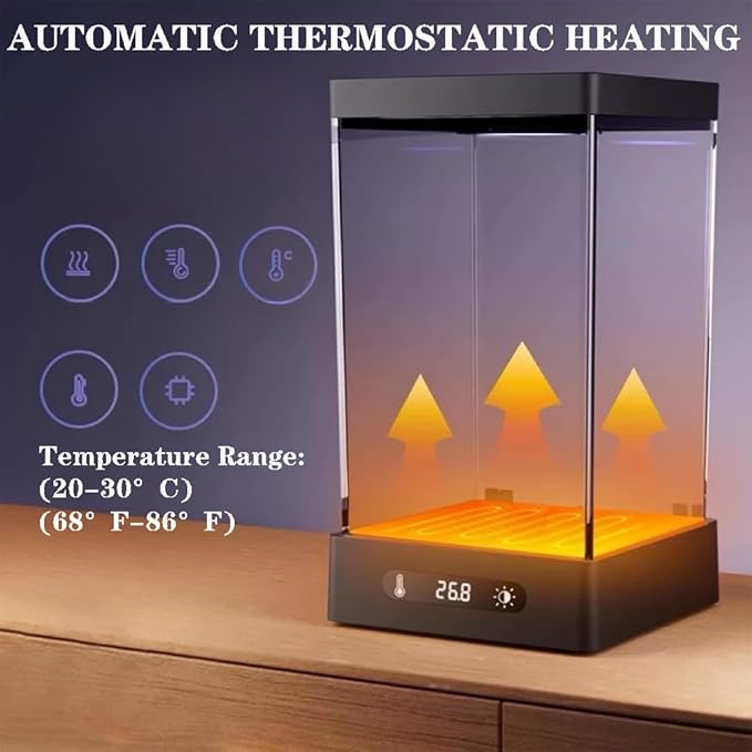 Smart Small Fish Tank Mini Aquarium with RGB Colors Light for Betta Fish Starter Kit, Adjustable Temperature and Brightness, Desktop Fish Tank for Room Decor, Smart Control with Apps