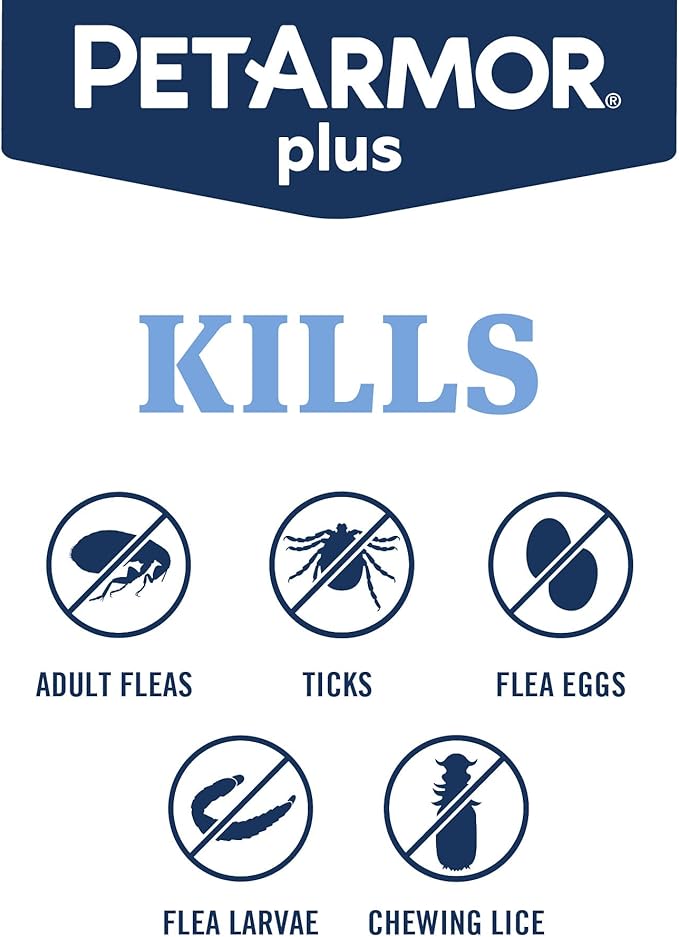 PetArmor Plus Flea and Tick Prevention for Dogs, Dog Flea and Tick Treatment, 3 Doses, Waterproof Topical, Fast Acting, Medium Dogs (23-44 lbs)