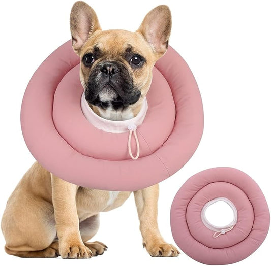 IDOMIK Dog Recovery Collar, Waterproof Soft Dog Cone After Surgery, Comfy Protective Elizabethan Collar Alternative for Dogs Cats, Adjustable Pet Neck Donut Cone Anti-Licking Biting Wounds,Pink,XL
