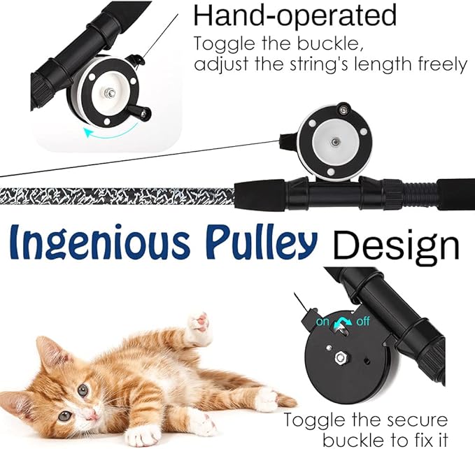 Pawaboo Cat Feather Toys, 4 Pack Interactive Teaser Wand, Retractable Fishing Pole Catcher Exerciser With Refill Fish, Dragonfly Worm With Bells, Fun Kitten Kitty Playing Toy