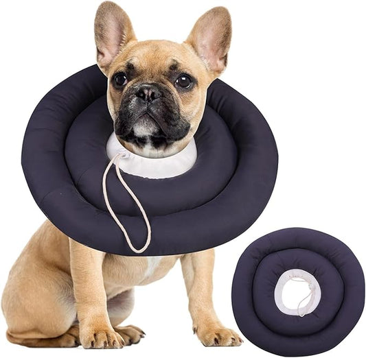 IDOMIK Dog Recovery Collar, Waterproof Soft Dog Cone After Surgery, Comfy Protective Elizabethan Collar Alternative for Dogs Cats, Adjustable Pet Neck Donut Cone Anti-Licking Biting Wounds,Grey,XL