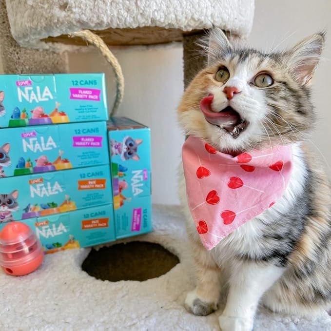 LOVE, NALA - Natural Adult Cat Wet Food - FLAKED Variety Pack - Salmon, Tuna, Chicken - Grain Free, Non-GMO, Lean Protein, Omega 3, Digestive Fiber Blend, Added Minerals & Vitamins - 12 Pack