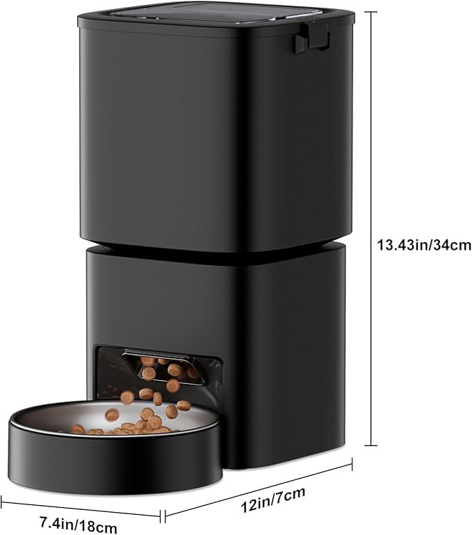 Automatic Cat Feeder, 5L/21 Cup Timed Automatic Pet Feeder, Dual Power Auto Dog Feeders, Pet Dry Food Dispenser for Cats & Small Dogs, 1-10 Meal Programmable 1-15 Portion Control Cat Feeder(Not WiFi)