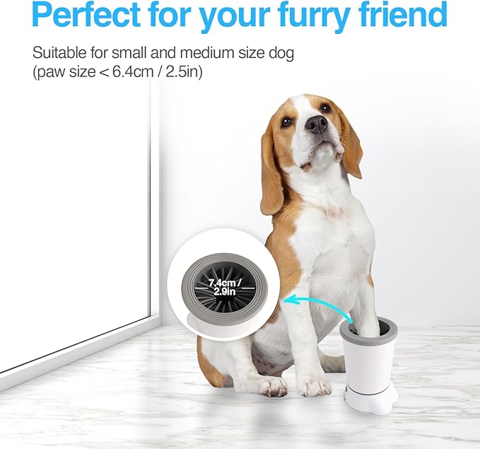 ALL FOR PAWS Low Noise Automatic Dog Paw Cleaner Electric Dog Paw Washer Cup for Dog Muddy Claws, USB Rechargeable Pet Foot Washer for Small and Medium-Sized Dogs