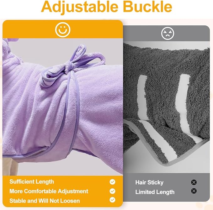 Medium to Large Size Dog Bathrobe, Quick Drying Super Absorbent Used for After Bathing, Warm Dog Towels, Adjustable Hoodies and Belts for Pet Dogs Bath Clothes Products (Purple, 5XL)