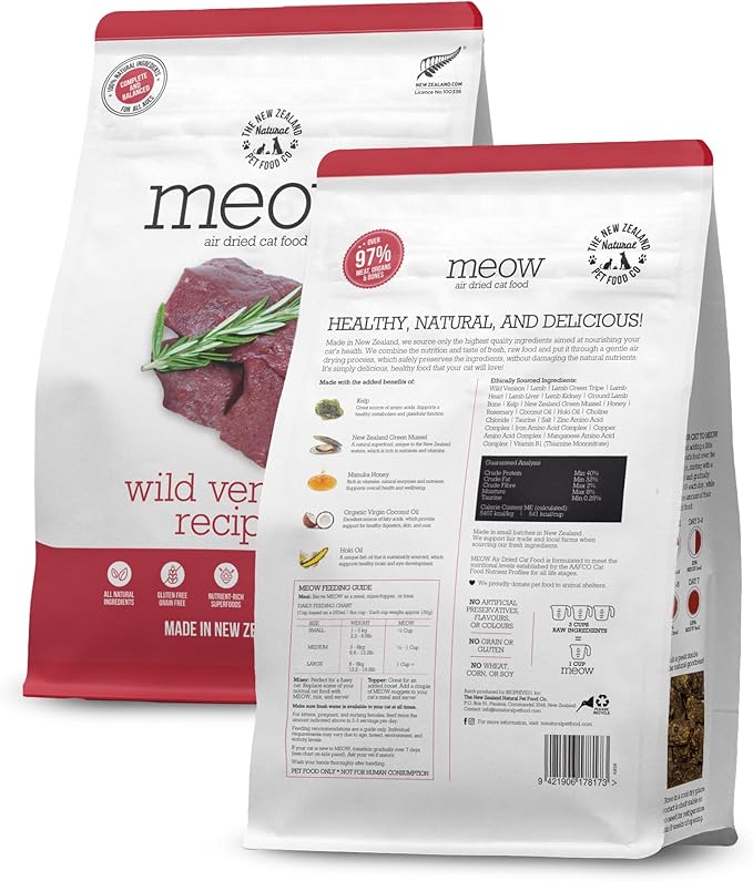 The New Zealand Natural Pet Food Meow Venison Air Dried Food 26.5oz