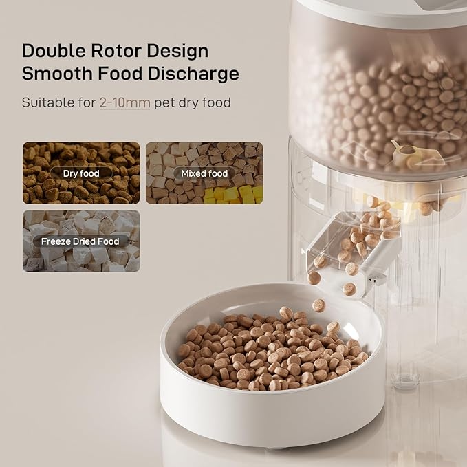 Automatic Cat Feeder: 3L Auto Food Dispenser with Timed Feeding| 6 Meal Programmable& 1-20 Portion Precise Control- Easy to Clean & Setup for Cat Indoor| Desiccant Bag Keep Food Fresh