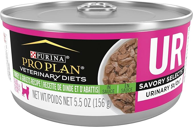 Pro Plan Veterinary Diets Purina UR Urinary St/Ox Savory Selects Feline Formula Turkey & Giblet Recipe in Sauce Wet Cat Food - (Pack of 24) 5.5 oz. Cans