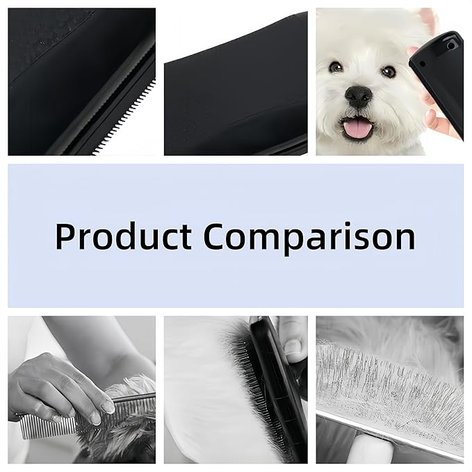 Deshedding Brush for Dogs & Cats - Dual-Head Pet Grooming Tool with Ergonomic Handle, Gentle Hair Removal Brush for Horses, Rabbits