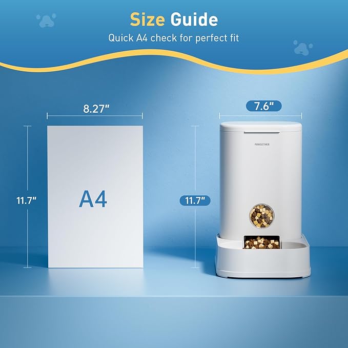 PAWGETHER® Gravity Cat Feeder, Self-Dispensing Dog Food Dispenser, Pet Food Station 1 Gallon/3.5L Capacity Automatic Pet Feeder Cat & Dog Food Bowl, Easy to Fill