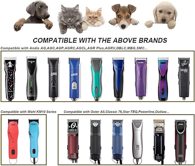 5Pack Dog Grooming Blades Compatible with Andis Dog Clippers,Dog Clipper Blades Compatible with Oster A5,Wahl km10 Dog Clippers for Animal Dog Cat Horse,Stainless-Steel Blade Sharp