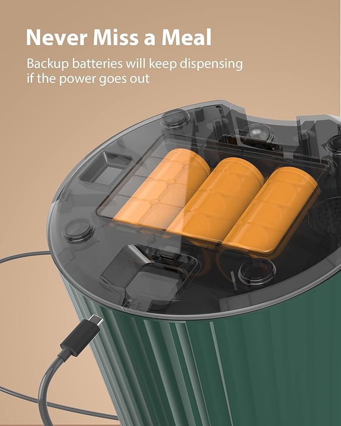 Petory Timed Automatic Cat Feeders - 4L Programable Dry Food Dispenser for Cats and Small Medium Dogs 6 Meals with Desiccant Bag Dual Power Supply 10S Voice Recorder