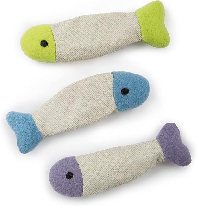 SmartyKat (3 Count) Fish Flop Crinkle Catnip Cat Toys - Multi Color, 3 Count