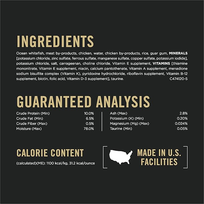 Purina Pro Plan Urinary Tract Cat Food Wet Pate, Urinary Tract Health Ocean Whitefish Entree - (Pack of 24) 5.5 oz. Cans