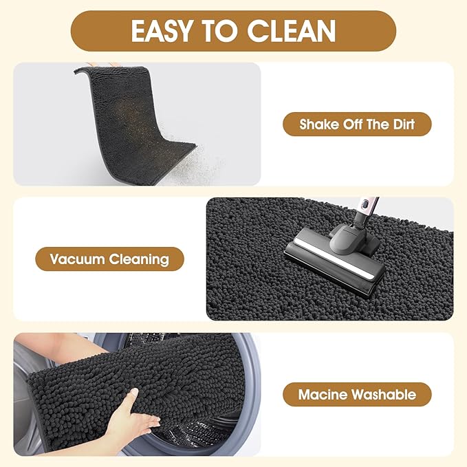 IM HOME Extra Large 71" x 25" Dark Grey Dog Door Mats for Muddy Paws, Chenille Absorbent Dog Mat, Non Slip Heavy Mud Mat for Dogs, Soft Pet Bed Mat for Entryway, Mud Paws, Inside Floor