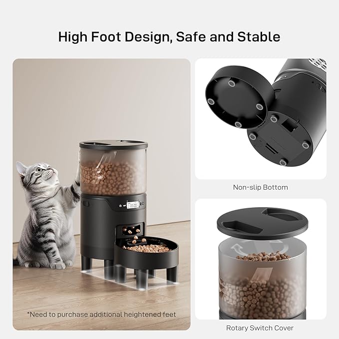 Automatic Cat Feeder: 3L Auto Food Dispenser with Timed Feeding| 6 Meal Programmable& 1-20 Portion Precise Control- Easy to Clean & Setup for Cat Indoor| Desiccant Bag Keep Food Fresh