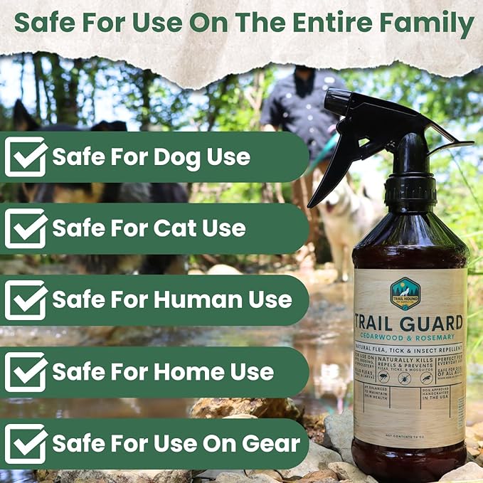 Trail Guard Natural Extra Strength Insect, Flea and Tick Spray for Dogs, Cats, People & Home (2Pack 4oz, Cedarwood & Rosemary)