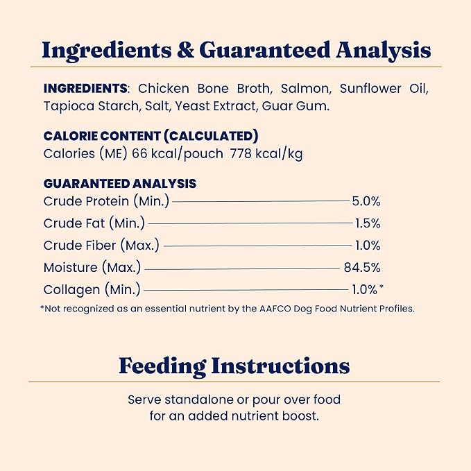 Solid Gold Bone Broth Cat Food Topper - Limited Ingredient Lickable Cat Broth Pouches w/Salmon Protein Shreds & Collagen for Hydration & Gut Support - Easy to Serve Gravy for Cats Meal Topper - 12ct