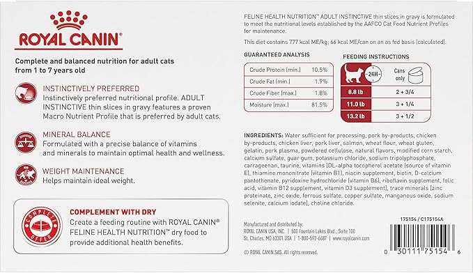 Royal Canin® Feline Health Nutrition™ Adult Instinctive Thin Slices In Gravy Canned Cat Food, 3 oz can (18-count)
