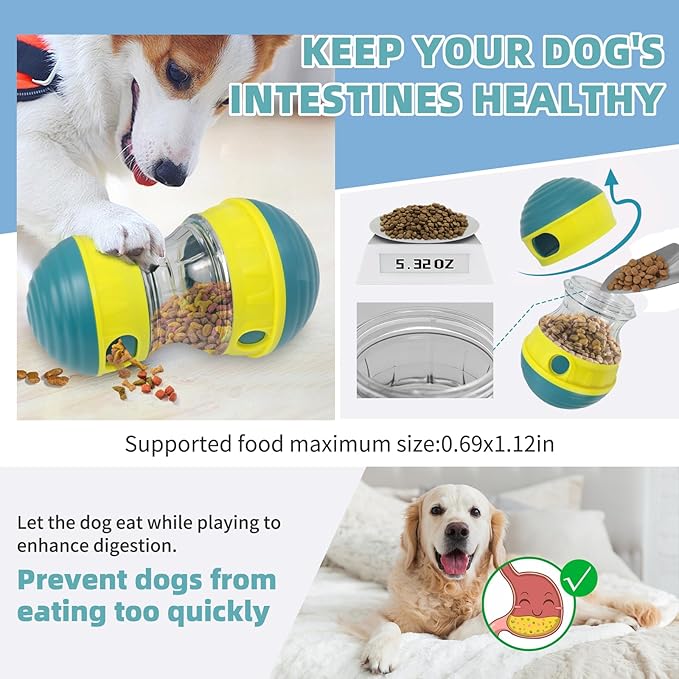 Interactive Dog Toys to Keep Them Busy, Puppy Puzzle Adjustable Food Dispenser Slow Feeder, Enrichment Treat Dispensing Toy Ball for Large/Medium/Small Breed Dogs Pet Gift (Yellow)