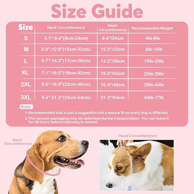 IDOMIK Dog Recovery Collar, Waterproof Soft Dog Cone After Surgery, Comfy Protective Elizabethan Collar Alternative for Dogs Cats, Adjustable Pet Neck Donut Cone Anti-Licking Biting Wounds,Pink,M