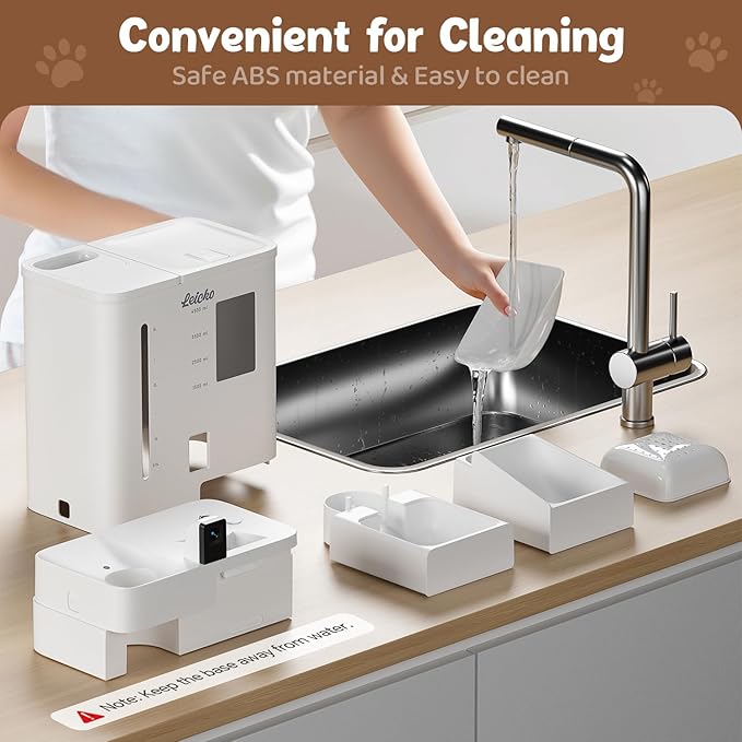 Automatic Cat Feeder with Camera,5G/2.4G WiFi Pet Feeder,2K HD Video and Night Vision,Easy APP Operation,Low Food and Food Clogging APP Tips,Water and Grain Large Capacity Feeder