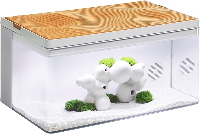 Harmony Aquatic Tank by Clairnara - Harmony Legend - iF Design Award Winning 10 Gallon All-in-One Aquarium (White Tank with Cedar Grain top, Harmony Legend)