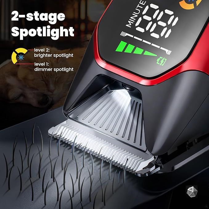 Horse Clippers Low Noise Rechargeble Horse Trimmer Kit, Pet Shaver for Heavy Thick Coats Grooming, 2-Speed Cordless Animal Shears for Horse, Sheep, Cats and Dogs