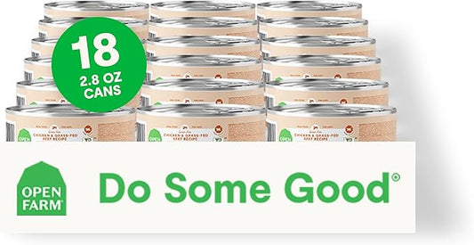 Open Farm Canned Cat Food, Paté for Complete & Balanced Nutrition, Grain-Free and Legume-Free Wet Cat Food, Chicken & Beef Recipe, 2.8oz Cans (Case of 18)