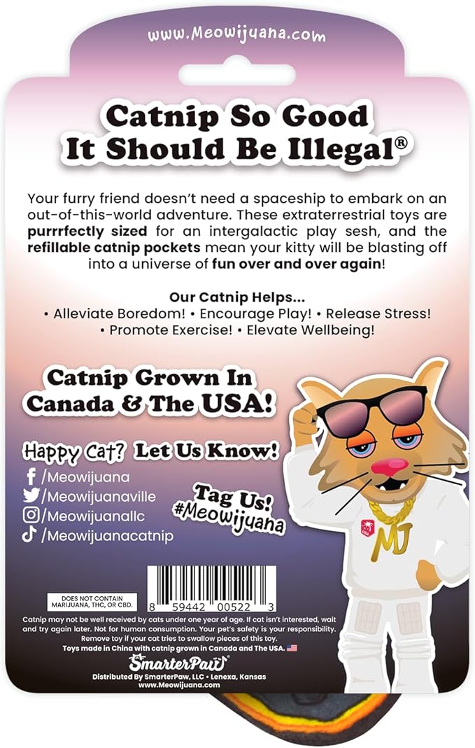 Meowijuana Refillable Cat Toys | Get Spacey - Planet and Meteor Catnip Toys | Includes Potent Hand Harvested Catnip Grown in North America | Promotes Play and Cat Health