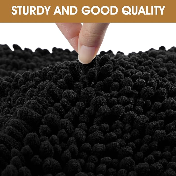 IM HOME Extra Large 60" x 36" Black Dog Door Mats for Muddy Paws, Chenille Absorbent Dog Mat, Non Slip Heavy Mud Mat for Dogs, Soft Pet Bed Mat for Entryway, Mud Paws, Inside Floor