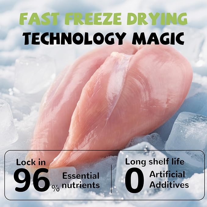 Freeze Dried Cat Treats, Raw Chicken Food for Dogs Cats, Single Ingredient, High Protein Natural Healthy Topper, 3.8 oz